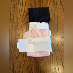 H&M Soft Tights NEW pink black size 6/7 set if 2 pairs